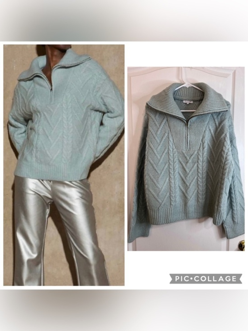 Crescent Soft Light Blue Cable Knit Sweater size M